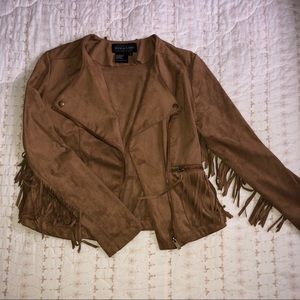 Suede Moto jacket with fringe